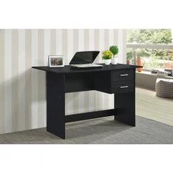 47.24 in. Wide Rectangular Black Wooden with 2-Drawers Writing Desk by HODEDAH -US Pride Furniture Shop black hodedah writing desks hi425 black 31 1000