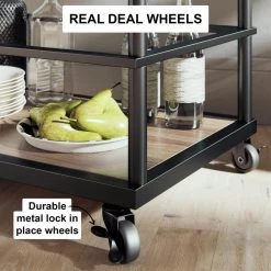 Carter Modern Rolling Glass Bar 2-Tier Serving Cart Matte Black Metal Frame Oak Wood Shelf by Nathan James 17 Carter Modern Rolling Glass Bar 2-Tier Serving Cart Matte Black Metal Frame Oak Wood Shelf by Nathan James -US Pride Furniture Shop black nathan james bar carts 45001 44 1000