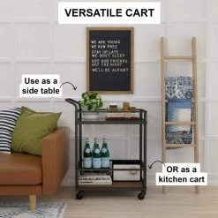 Carter Modern Rolling Glass Bar 2-Tier Serving Cart Matte Black Metal Frame Oak Wood Shelf by Nathan James 18 Carter Modern Rolling Glass Bar 2-Tier Serving Cart Matte Black Metal Frame Oak Wood Shelf by Nathan James -US Pride Furniture Shop black nathan james bar carts 45001 fa 1000