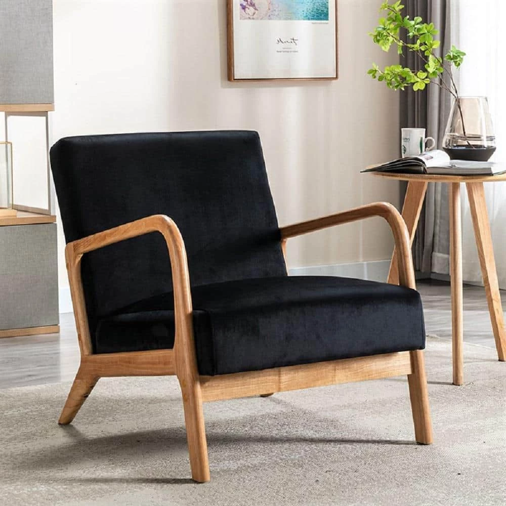 Kreindy 25.2'' Wide Black Velvet Square Armchair by US Pride Furniture 7 Kreindy 25.2'' Wide Black Velvet Square Armchair by US Pride Furniture - Image 5
