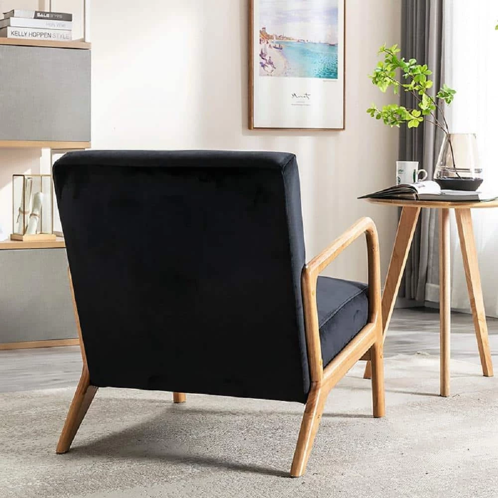 Kreindy 25.2'' Wide Black Velvet Square Armchair by US Pride Furniture 5 Kreindy 25.2'' Wide Black Velvet Square Armchair by US Pride Furniture - Image 3