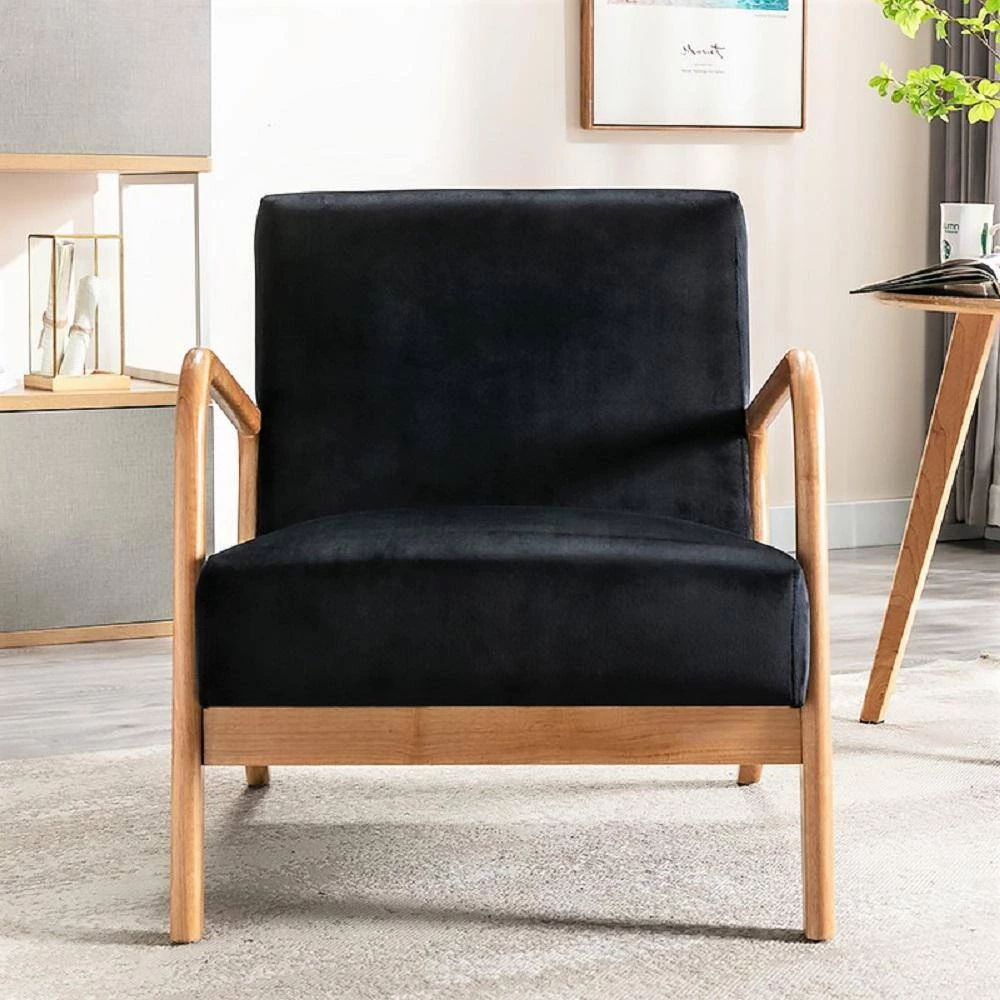Kreindy 25.2'' Wide Black Velvet Square Armchair by US Pride Furniture 6 Kreindy 25.2'' Wide Black Velvet Square Armchair by US Pride Furniture - Image 4