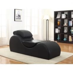Braflin Black Faux Leather Stretch Chaise Lounge Relaxation/Yoga Chair by US Pride Furniture -US Pride Furniture Shop black us pride furniture chaise lounges cl 13 usp c3 1000
