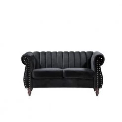 Louis Black Velvet Nailhead Living Room Set Sofa and Loveseat by US Pride Furniture 14 Louis Black Velvet Nailhead Living Room Set Sofa and Loveseat by US Pride Furniture -US Pride Furniture Shop black us pride furniture living room sets s5644 l s 1f 1000