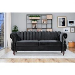 Louis Black Velvet Nailhead Living Room Set Sofa and Loveseat by US Pride Furniture 15 Louis Black Velvet Nailhead Living Room Set Sofa and Loveseat by US Pride Furniture -US Pride Furniture Shop black us pride furniture living room sets s5644 l s 44 1000