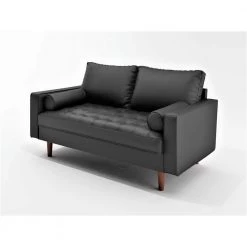 Lincoln 50.4 in. Black Tufted Faux Leather 2-Seater Loveseat with Square Arms by US Pride Furniture -US Pride Furniture Shop black us pride furniture loveseats s5452 l 31 1000