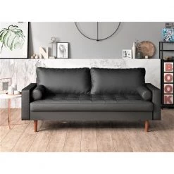 Lincoln 50.4 in. Black Tufted Faux Leather 2-Seater Loveseat with Square Arms by US Pride Furniture -US Pride Furniture Shop black us pride furniture loveseats s5452 l 4f 1000