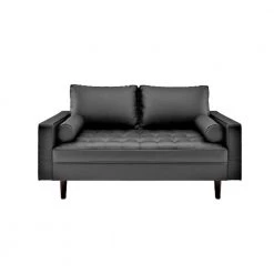 Lincoln 50.4 in. Black Tufted Faux Leather 2-Seater Loveseat with Square Arms by US Pride Furniture