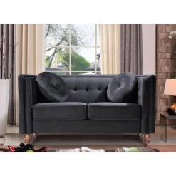 Angie Black Classic Kittleson Chesterfield Loveseat by US Pride Furniture -US Pride Furniture Shop black us pride furniture loveseats s5607 l 31 1000