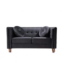 Angie Black Classic Kittleson Chesterfield Loveseat by US Pride Furniture