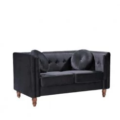 Angie Black Classic Kittleson Chesterfield Loveseat by US Pride Furniture -US Pride Furniture Shop black us pride furniture loveseats s5607 l c3 1000