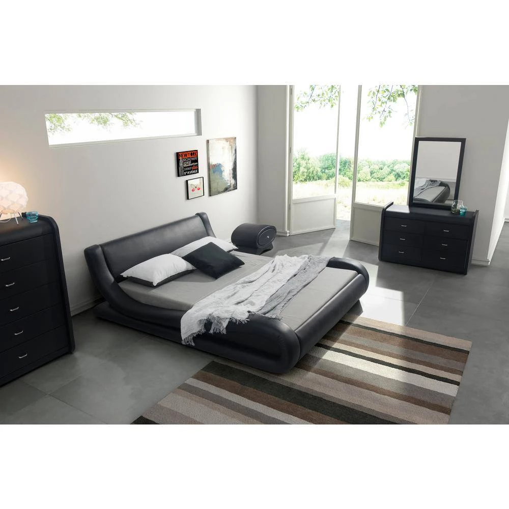 Black Queen Upholstered Bed by US Pride Furniture 3 Black Queen Upholstered Bed by US Pride Furniture - Image 2