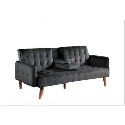 Carrington 72 in. Black Velvet 2-Seater Twin Sleeper Convertible Sofa Bed with Tapered Legs by US Pride Furniture -US Pride Furniture Shop black us pride furniture sofa beds sb9070 c3 1000