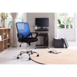 23.6 in. Width Standard Blue Fabric Ergonomic Chair with Wheels by HODEDAH -US Pride Furniture Shop blue hodedah ergonomic chairs hi 5008 blue 31 1000