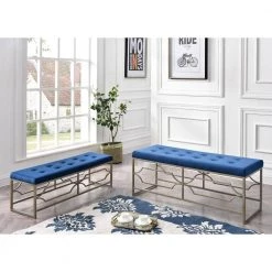 2-Piece Blue Tufted Upholstered Ottoman by HODEDAH 11 2-Piece Blue Tufted Upholstered Ottoman by HODEDAH -US Pride Furniture Shop blue hodedah ottomans hi1876 31 1000