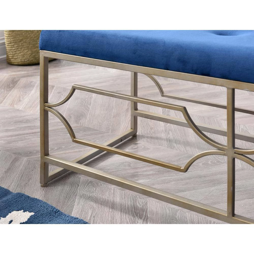 2-Piece Blue Tufted Upholstered Ottoman by HODEDAH 4 2-Piece Blue Tufted Upholstered Ottoman by HODEDAH - Image 2