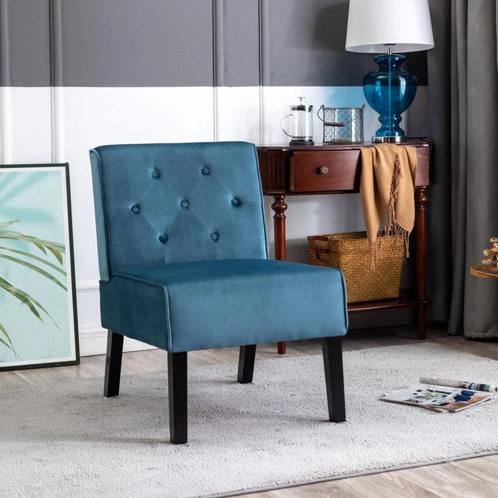 Adams Blue Velvet Accent Chair (Set of 2) by US Pride Furniture 4 Adams Blue Velvet Accent Chair (Set of 2) by US Pride Furniture - Image 2