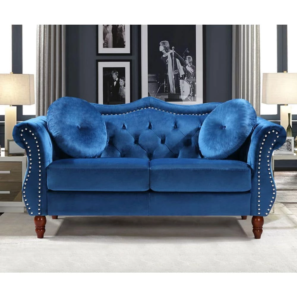 Bellbrook 65.5 in. Blue Velvet 2-Seater Chesterfield Loveseat with Removable Cushions by US Pride Furniture 5 Bellbrook 65.5 in. Blue Velvet 2-Seater Chesterfield Loveseat with Removable Cushions by US Pride Furniture - Image 3