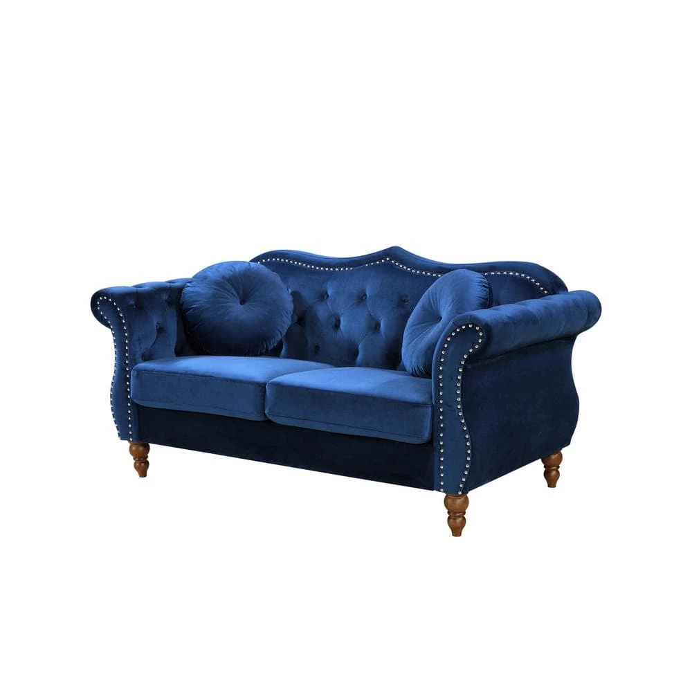 Bellbrook 65.5 in. Blue Velvet 2-Seater Chesterfield Loveseat with Removable Cushions by US Pride Furniture 3 Bellbrook 65.5 in. Blue Velvet 2-Seater Chesterfield Loveseat with Removable Cushions by US Pride Furniture