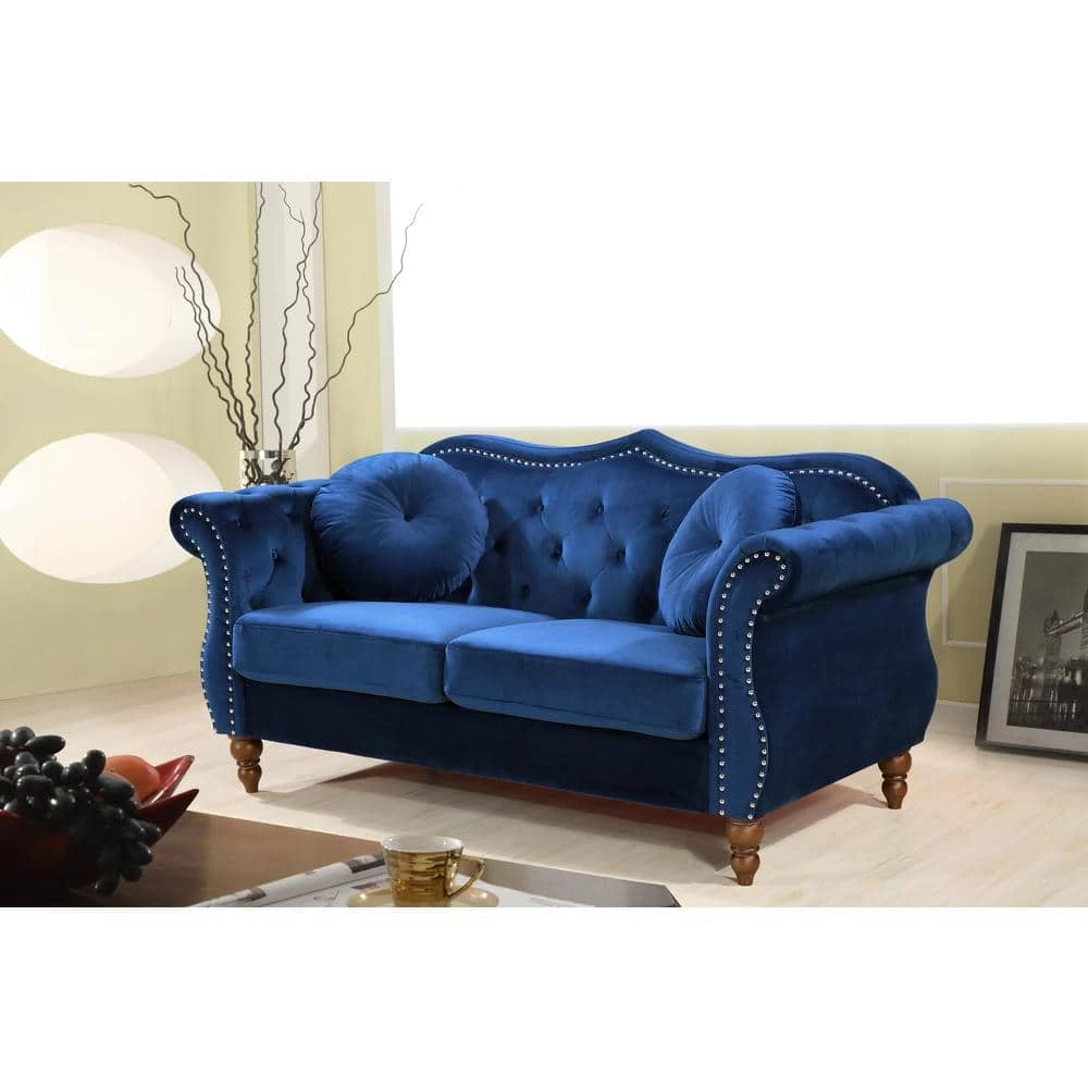 Bellbrook 65.5 in. Blue Velvet 2-Seater Chesterfield Loveseat with Removable Cushions by US Pride Furniture 4 Bellbrook 65.5 in. Blue Velvet 2-Seater Chesterfield Loveseat with Removable Cushions by US Pride Furniture - Image 2