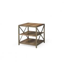 23.6 in. Wide 3-Tier Wooden End Table in Bronze by HODEDAH