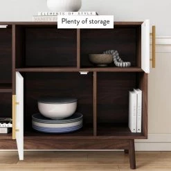 Ellipse Brown Cube Storage with Display Shelves and White Cabinet Doors by Nathan James -US Pride Furniture Shop brown white nathan james accent cabinets 75502 77 1000