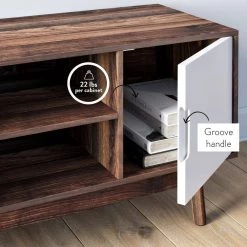 Wesley 43 in. Brown and White Particle Board TV Stand Fits TVs Up to 32 in. with Storage Doors by Nathan James -US Pride Furniture Shop brown white nathan james tv stands 74401 1f 1000