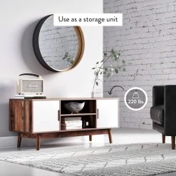 Wesley 43 in. Brown and White Particle Board TV Stand Fits TVs Up to 32 in. with Storage Doors by Nathan James -US Pride Furniture Shop brown white nathan james tv stands 74401 44 1000