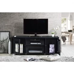 57 in. Charcoal Wood TV Stand Fits TVs Up to 60 in. with Cable Management by HODEDAH 10 57 in. Charcoal Wood TV Stand Fits TVs Up to 60 in. with Cable Management by HODEDAH -US Pride Furniture Shop charcoal hodedah tv stands hitv107 c3 1000