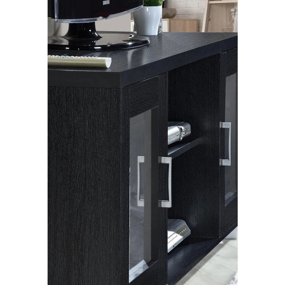 57 in. Charcoal Wood TV Stand Fits TVs Up to 60 in. with Cable Management by HODEDAH 4 57 in. Charcoal Wood TV Stand Fits TVs Up to 60 in. with Cable Management by HODEDAH - Image 2