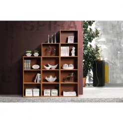 47.36 in. Cherry Wood 4-shelf Standard Bookcase with Storage by HODEDAH -US Pride Furniture Shop cherry hodedah bookcases bookshelves hid24 cherry 44 1000