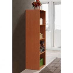 47.36 in. Cherry Wood 4-shelf Standard Bookcase with Storage by HODEDAH -US Pride Furniture Shop cherry hodedah bookcases bookshelves hid24 cherry 4f 1000