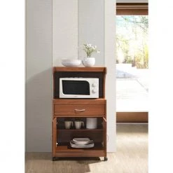 Cherry Microwave Cart with Storage by HODEDAH -US Pride Furniture Shop cherry hodedah microwave carts hik72 cherry 31 1000