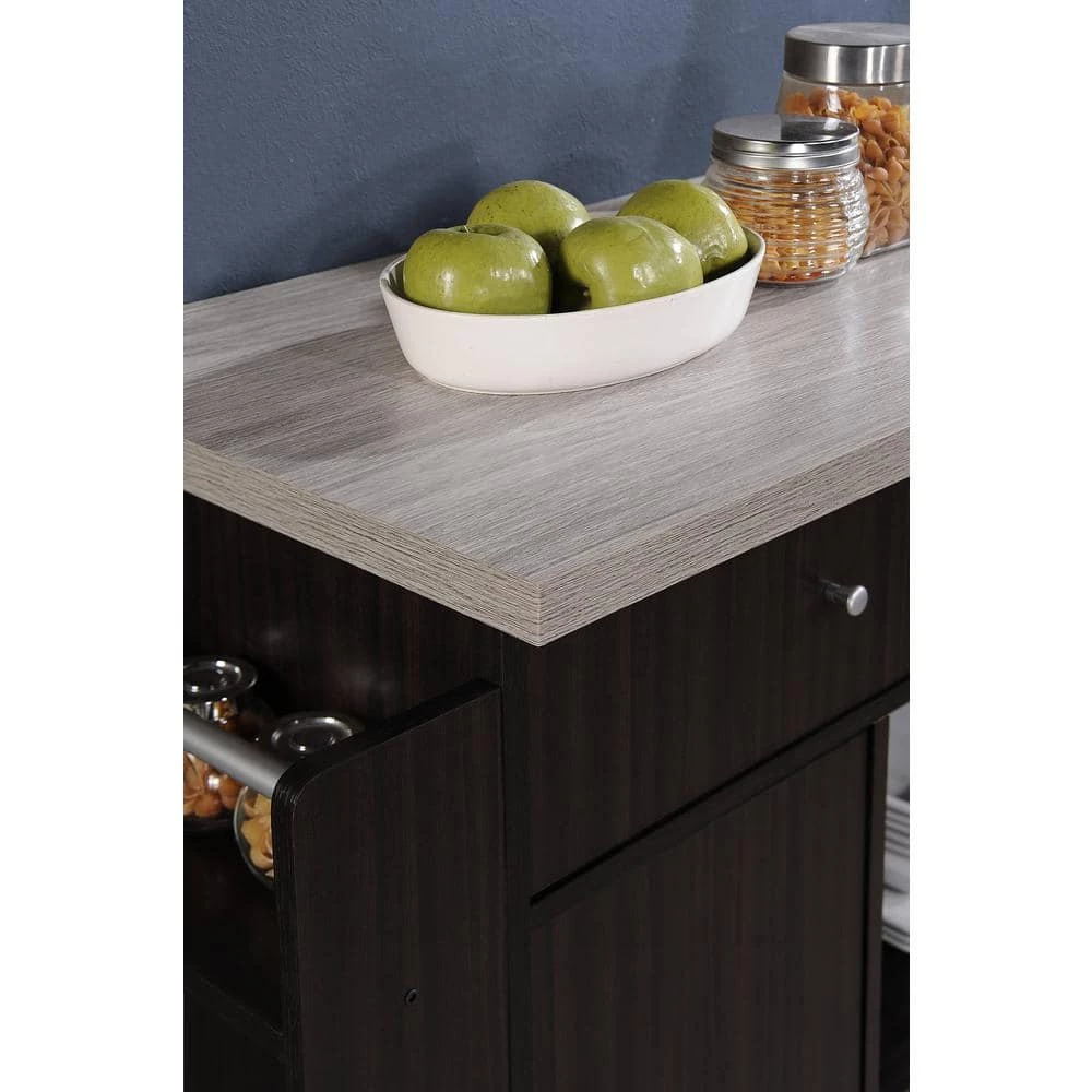 Kitchen Island Chocolate Grey with Spice Rack and Towel Holder by HODEDAH 7 Kitchen Island Chocolate Grey with Spice Rack and Towel Holder by HODEDAH - Image 5
