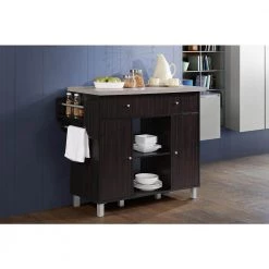 Kitchen Island Chocolate Grey with Spice Rack and Towel Holder by HODEDAH 19 Kitchen Island Chocolate Grey with Spice Rack and Towel Holder by HODEDAH -US Pride Furniture Shop chocolate grey hodedah kitchen islands hik69 choc grey 31 1000