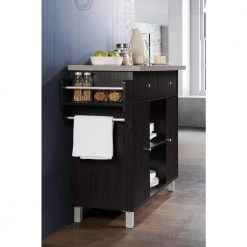 Kitchen Island Chocolate Grey with Spice Rack and Towel Holder by HODEDAH 13 Kitchen Island Chocolate Grey with Spice Rack and Towel Holder by HODEDAH -US Pride Furniture Shop chocolate grey hodedah kitchen islands hik69 choc grey 40 1000