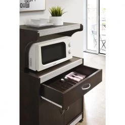 Chocolate-Grey Microwave Cart with Storage by HODEDAH -US Pride Furniture Shop chocolate grey hodedah microwave carts hik72 choco grey 1f 1000