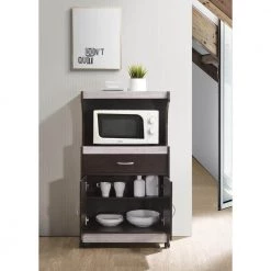 Chocolate-Grey Microwave Cart with Storage by HODEDAH -US Pride Furniture Shop chocolate grey hodedah microwave carts hik72 choco grey 31 1000