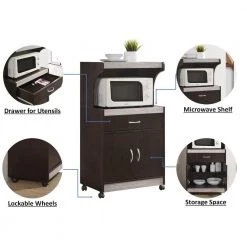 Chocolate-Grey Microwave Cart with Storage by HODEDAH -US Pride Furniture Shop chocolate grey hodedah microwave carts hik72 choco grey 44 1000