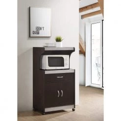 Chocolate-Grey Microwave Cart with Storage by HODEDAH -US Pride Furniture Shop chocolate grey hodedah microwave carts hik72 choco grey 4f 1000