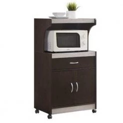 Chocolate-Grey Microwave Cart with Storage by HODEDAH