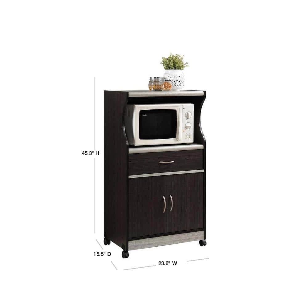 Grey Microwave Cart with Storage by HODEDAH 4 Grey Microwave Cart with Storage by HODEDAH - Image 2