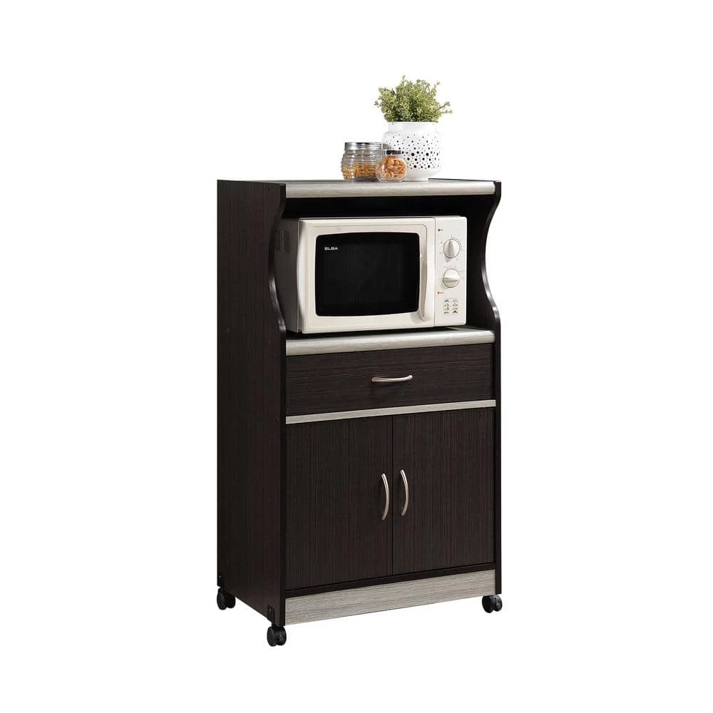 Grey Microwave Cart with Storage by HODEDAH 3 Grey Microwave Cart with Storage by HODEDAH