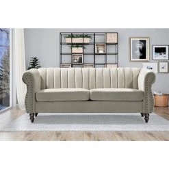 Louis 76.4 in. Cream Velvet 3-Seater Chesterfield Sofa with Nailheads by US Pride Furniture 10 Louis 76.4 in. Cream Velvet 3-Seater Chesterfield Sofa with Nailheads by US Pride Furniture -US Pride Furniture Shop cream us pride furniture sofas couches s5649 s 4f 1000