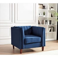 Souheil 37 in. Blue Wide Velvet Armchair Dark (Set of 1) by US Pride Furniture -US Pride Furniture Shop dark blue us pride furniture accent chairs hds5726 c 31 1000