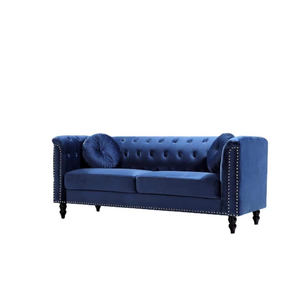 2-Piece Vivian Dark Blue Classic Velvet Kittleson Nailhead Chesterfield Sofa and Loveseat by US Pride Furniture 6 2-Piece Vivian Dark Blue Classic Velvet Kittleson Nailhead Chesterfield Sofa and Loveseat by US Pride Furniture - Image 4