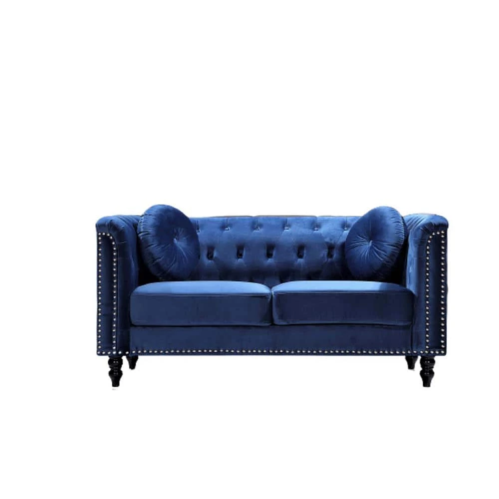 2-Piece Vivian Dark Blue Classic Velvet Kittleson Nailhead Chesterfield Sofa and Loveseat by US Pride Furniture 7 2-Piece Vivian Dark Blue Classic Velvet Kittleson Nailhead Chesterfield Sofa and Loveseat by US Pride Furniture - Image 5