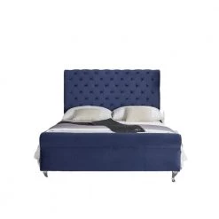 Lollory Dark Blue Eastern King Upholstered Platform Bed by US Pride Furniture