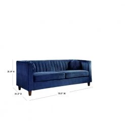 Lowery 79.5 in. Dark Blue Velvet 3-Seats Tuxedo Sofa with Square Arms by US Pride Furniture -US Pride Furniture Shop dark blue us pride furniture sofas couches s5531 s h1 40 1000