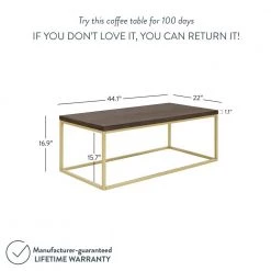 Doxa 44 in. Dark Brown/Gold Large Rectangle Wood Coffee Table with Metal Box Frame by Nathan James -US Pride Furniture Shop dark brown gold nathan james coffee tables 31105 1f 1000